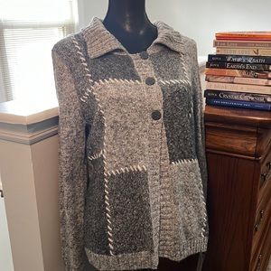 ALFRED DONNER NBW cozy VINTAGE Alfred dunner cardigan in multi shades of grey